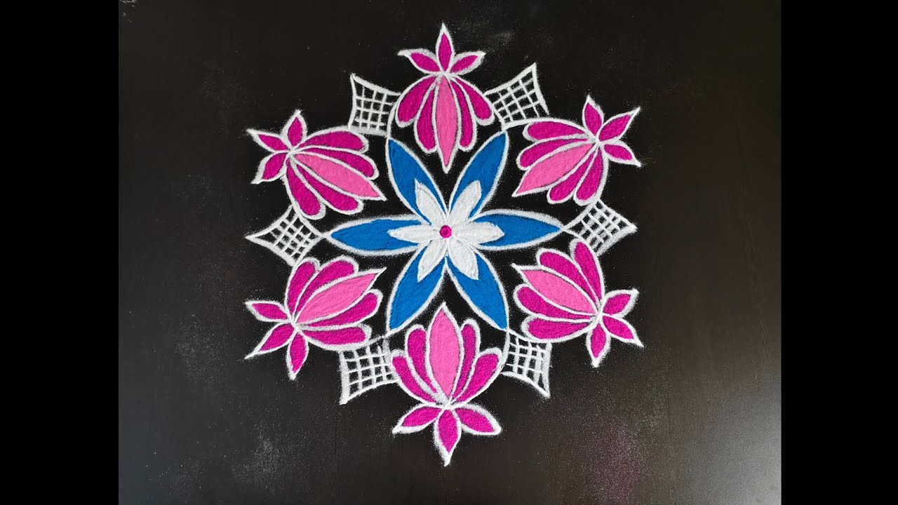 5 dots flower rangoli for pongal #pongalkolam #flowerkolam #festivalkolam #dialyrangoli #rangoli 