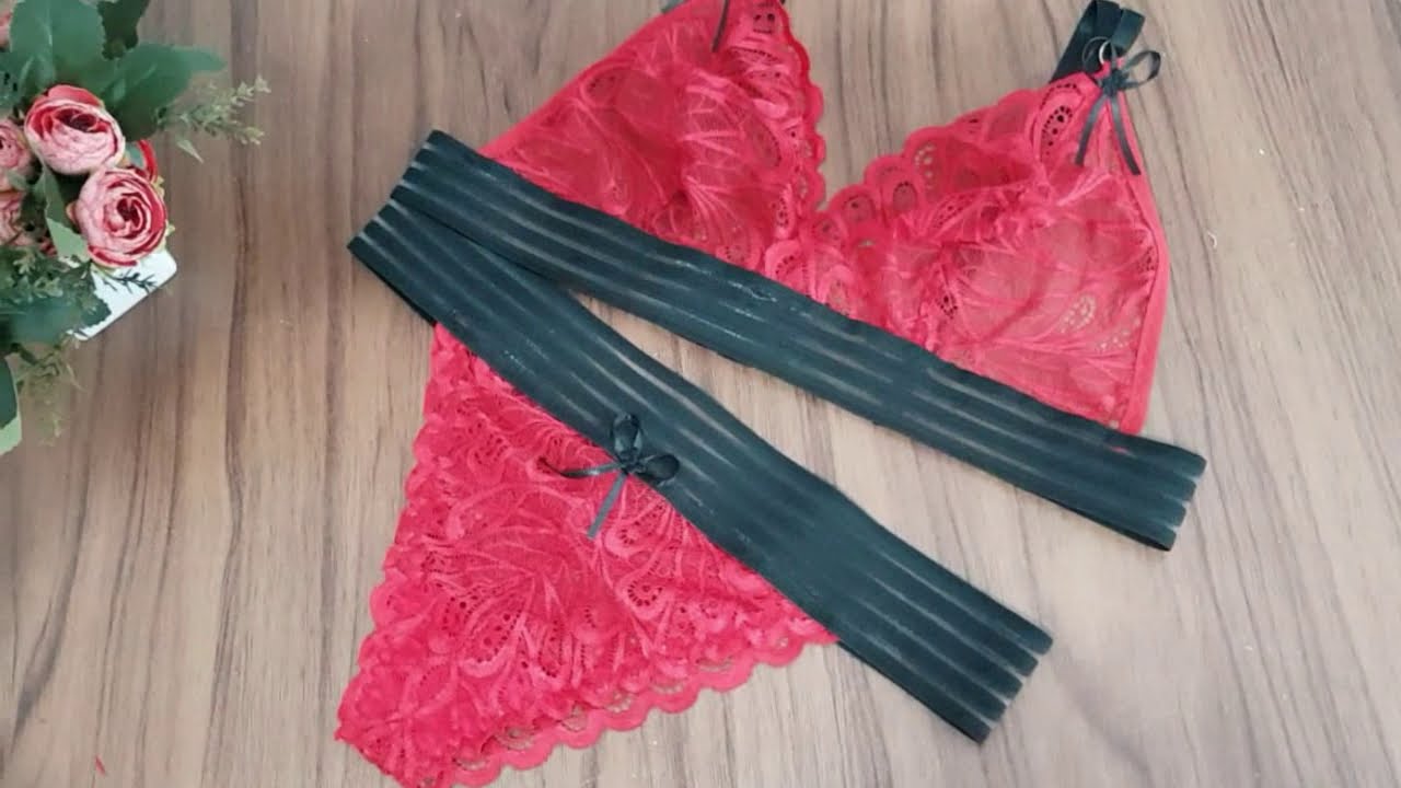 BRALETTE DE RENDA NA MAQUINA DOMESTICA INICIANTES Conjunto Maiara