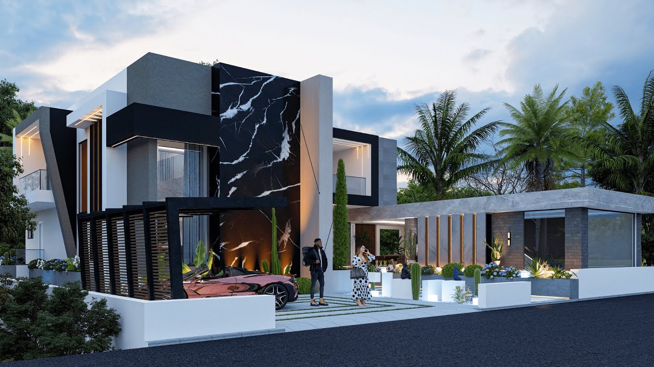 Luxury 5 Bedroom Modern House Design with an Indoor swimming pool (408 sqm).