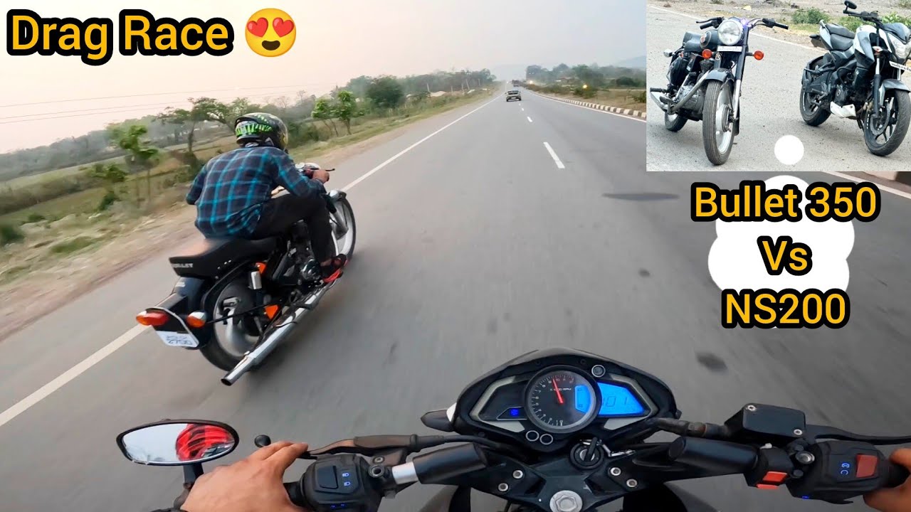 Bullet 350 vs Pulsar 200Ns Drag Race 😍 Helicopter Vs Sports Bike 😂