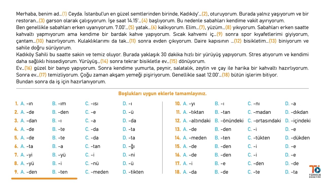 Okuma Sınavı Örneği (A1)