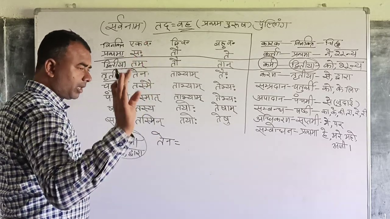 तद्(वह) सर्वनाम पुंल्लिंग  की व्याख्या ।