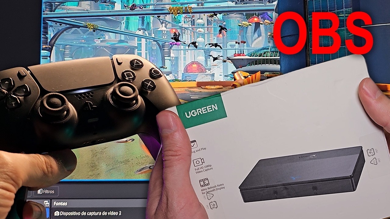 ✅ Placa de Captura USB da UGREEN: Lives com PS5/XBOX Series/Nintendo Switch/Câmera ou PC no OBS.
