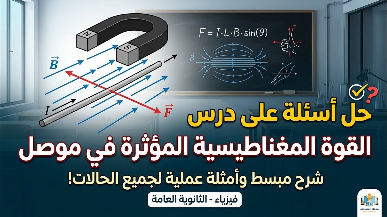 الحصة 6 / حل اسئلة على درس القوة المغناطيسية المؤثرة في موصل 