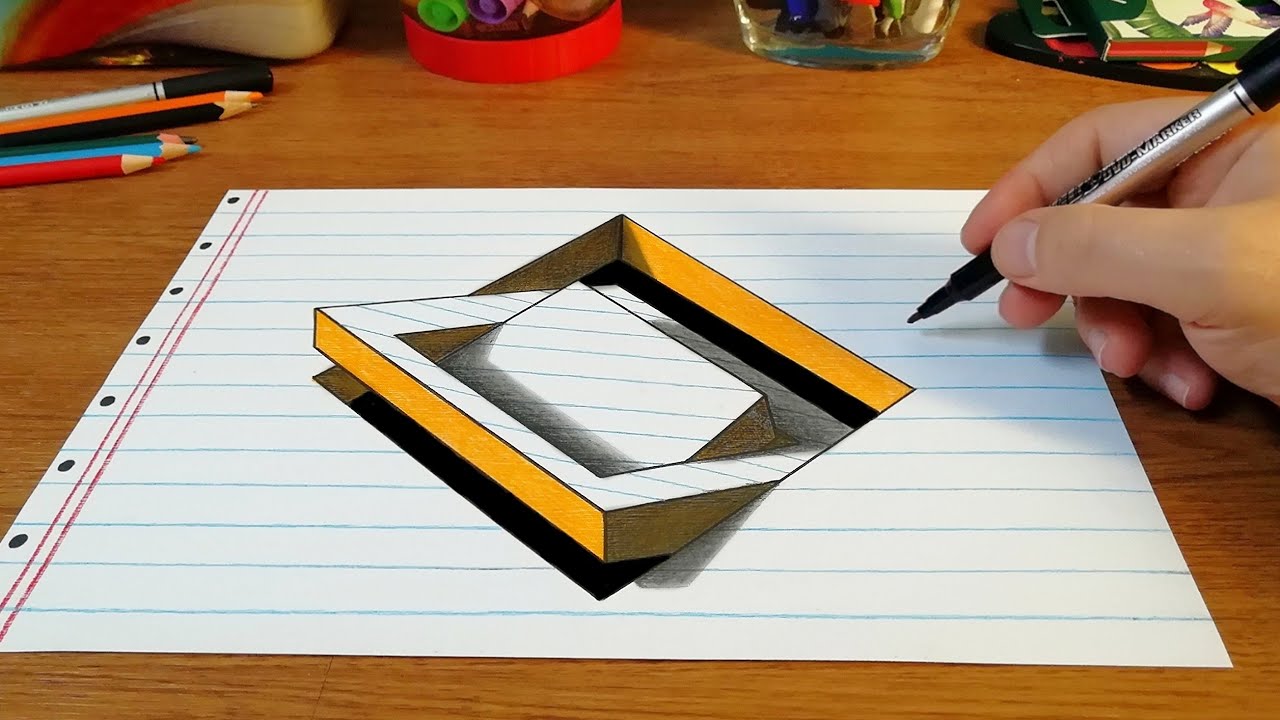 Drawing an interesting 3D illusion on paper 😮😍 | Cool drawing illusion Trick | How to Draw 3D
