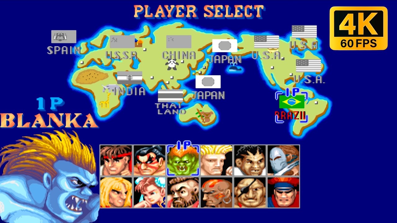 BLANKA ➤ Street Fighter II' Champion Edition ➤ (Hardest) ➤ 4K 60 FPS