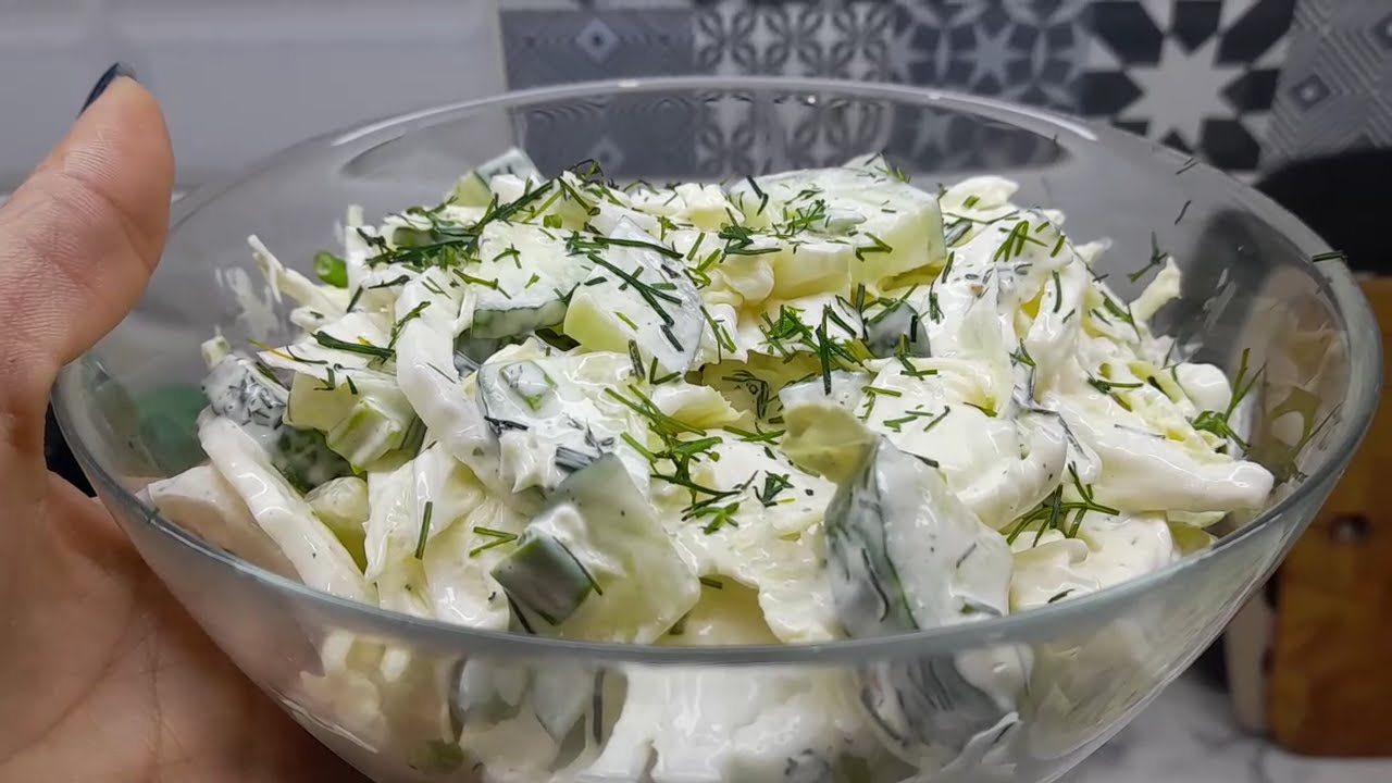 Incredibly juicy Chinese cabbage salad with cucumber. Delicious, fast and healthy!