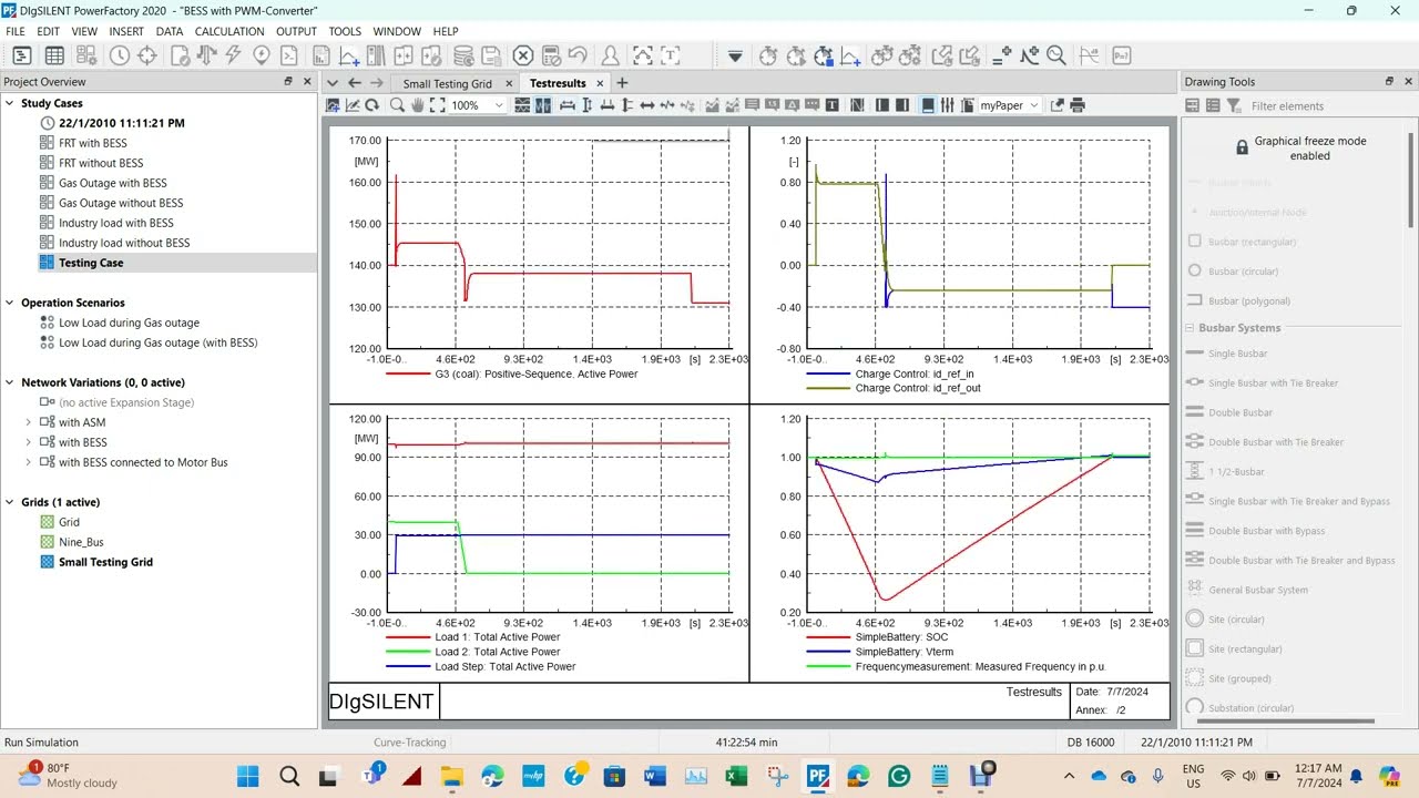 Testing BESS in DigSilent PowerFactory 2020: Switching & Load Fault Events