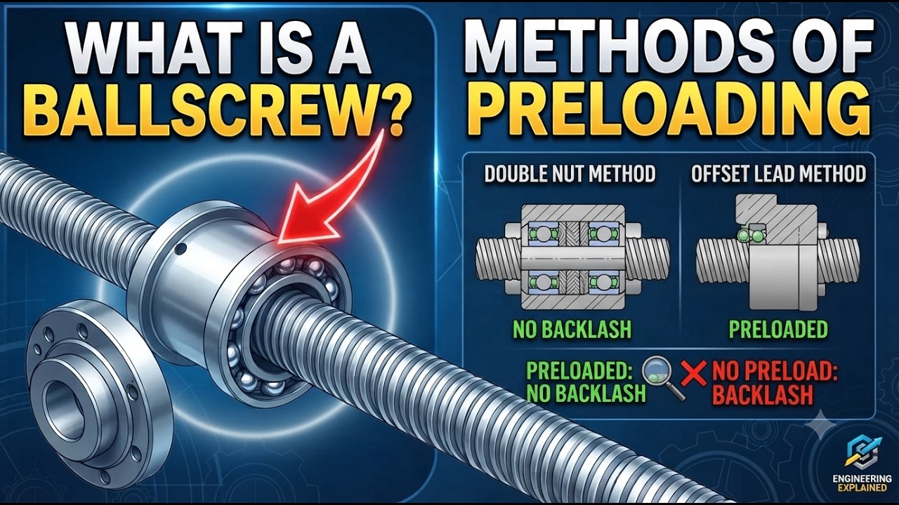what is ballscrew? ballscrew preloading methods( हिन्दी में)