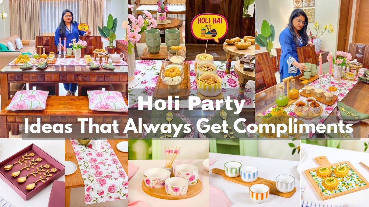Impress Your Guest :Stress Free Holi Party Arrangement | Table Setup & Hosting Ideas | Nestasia Haul