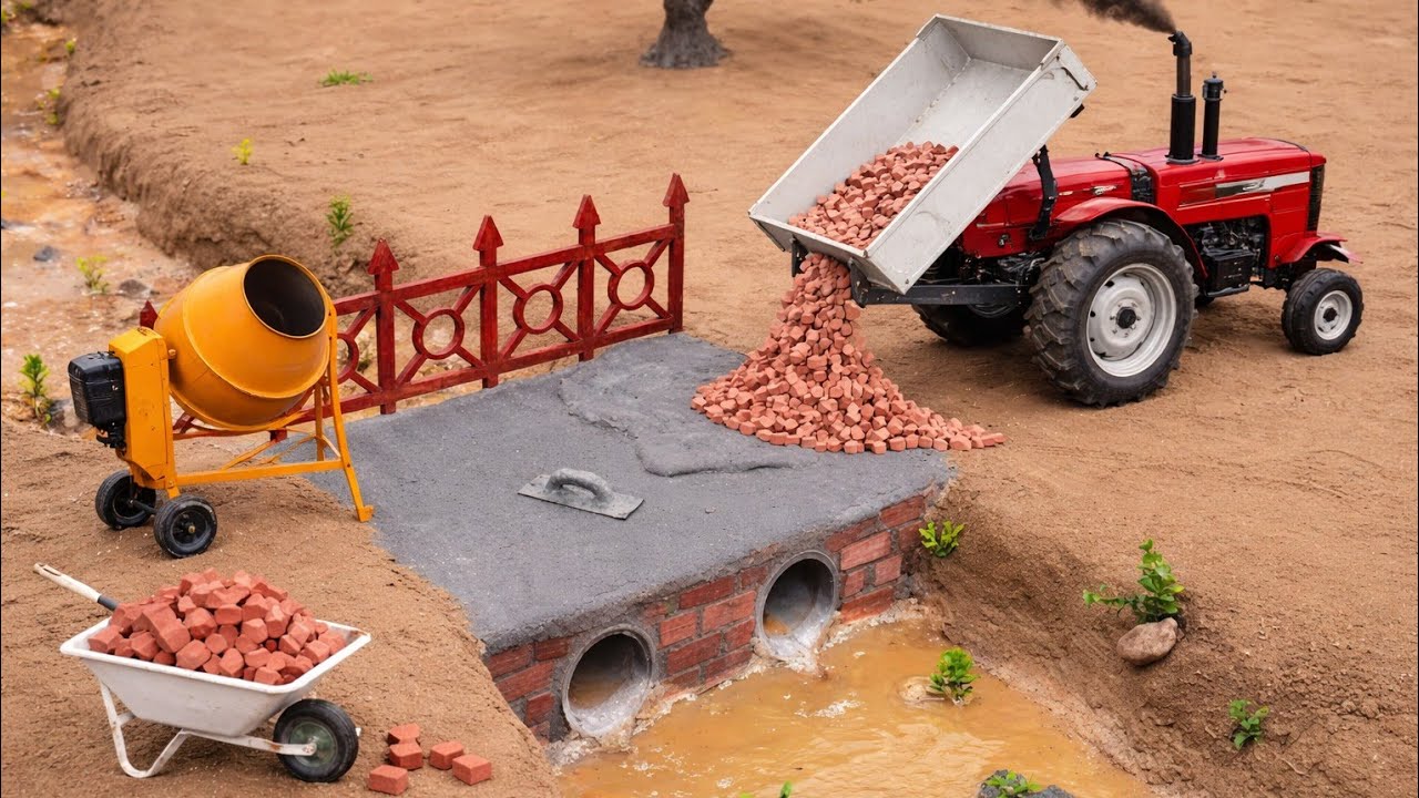 diy mini truck making bricks and home pipe bridge construction @RcFarmingsimulator 
