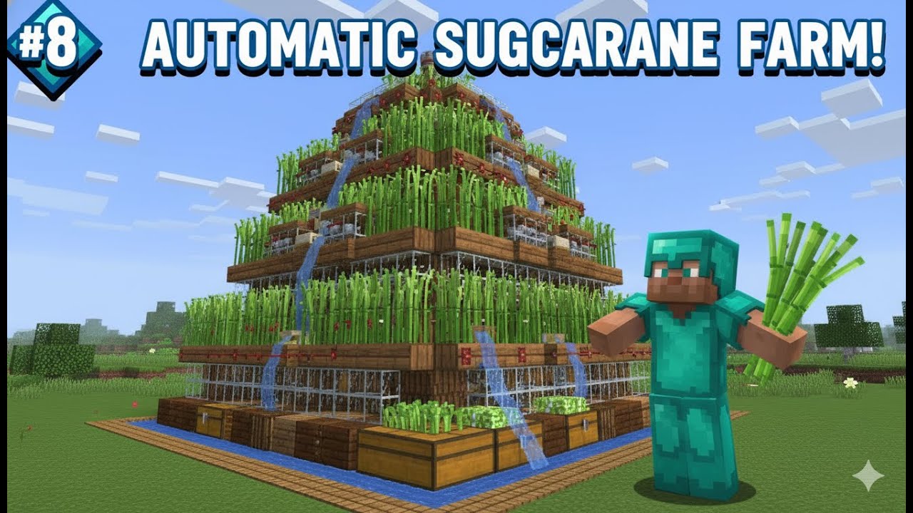 I Built an Automatic Sugarcane Farm in Minecraft! 🌾