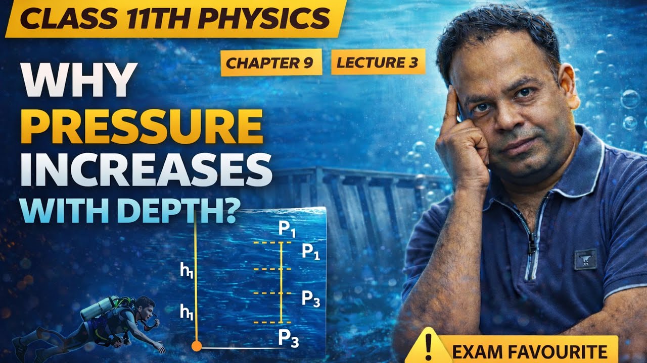 Why Pressure Increases as We Go Deeper in Water? 🤯 | Class 11 Physics | Fluids