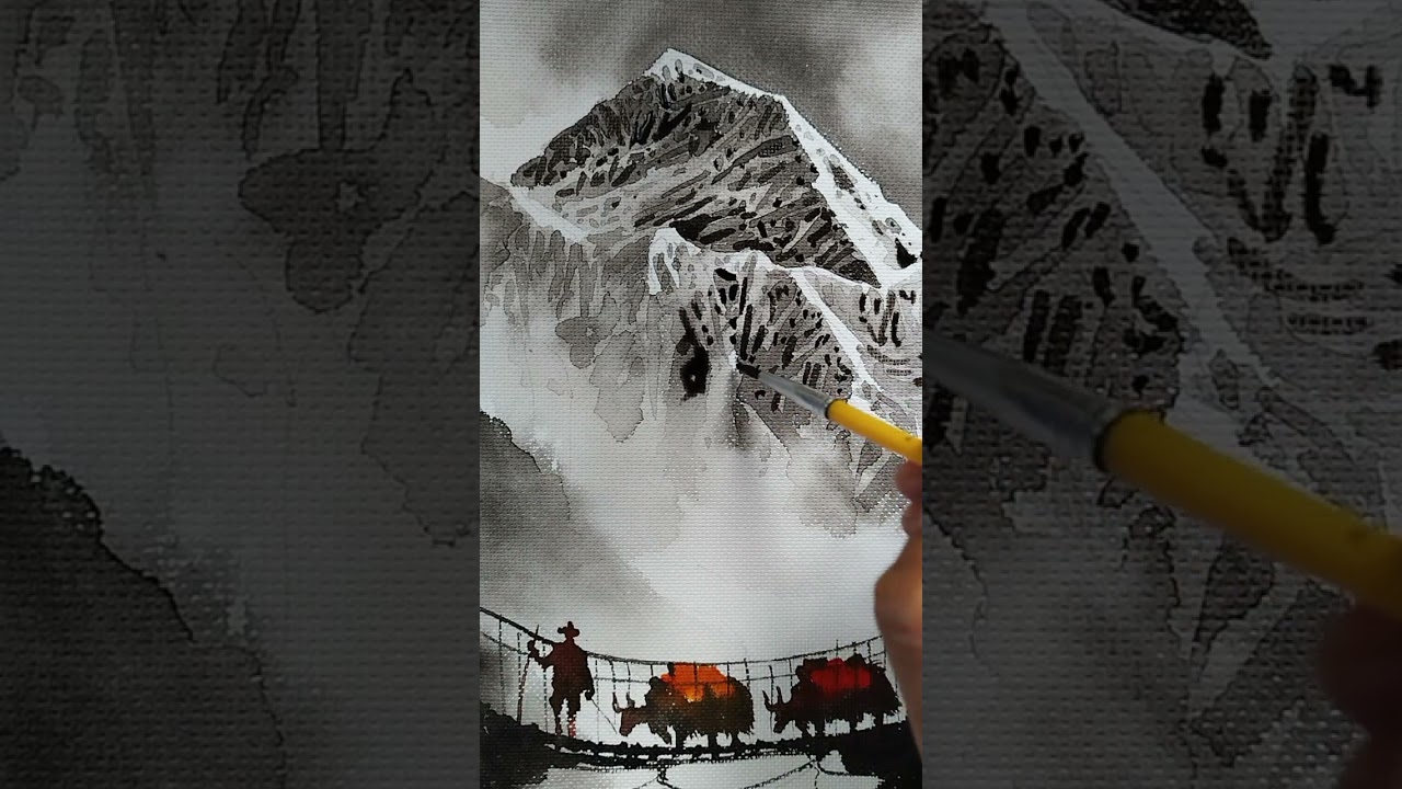 How to paint watercolour painting mount Everest watercolor painting easy for beginners 