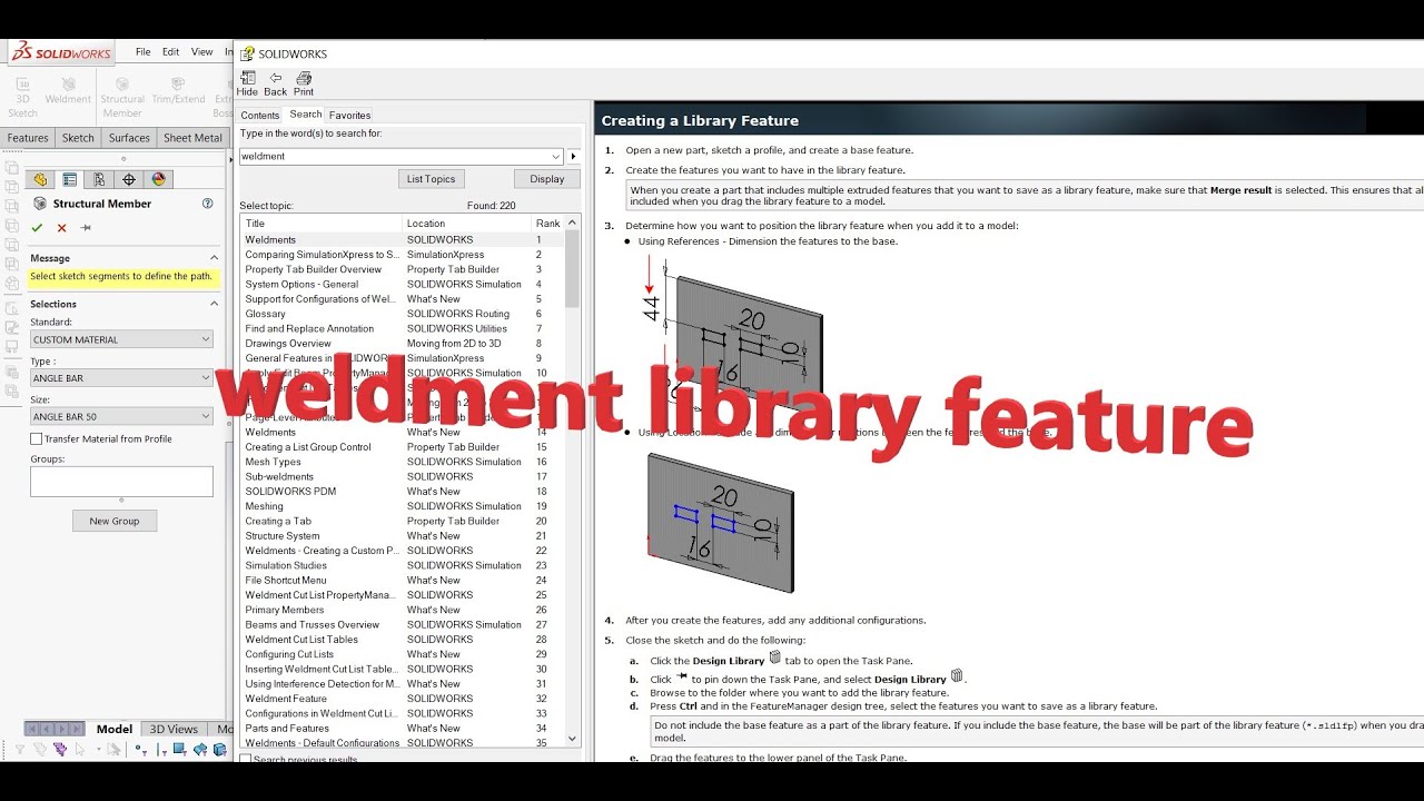 solidworks custom weldment library