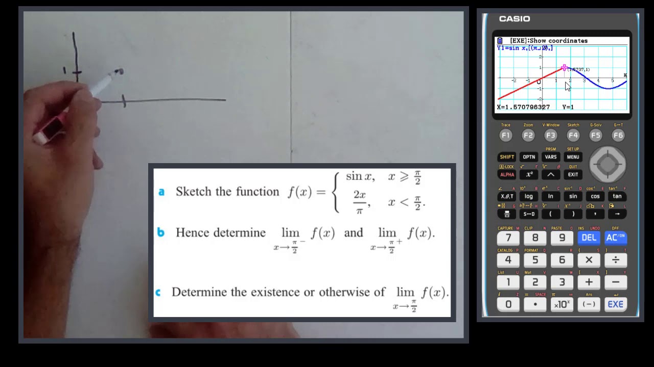 Sketching piece-wise function and finding limit Casio fx-CG 50