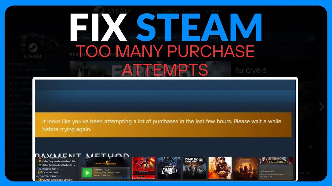 How To Fix Steam Too Many Purchase Attempts Cooldown - Full Guide (2025)