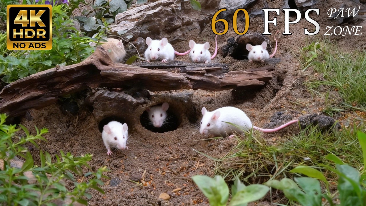 [NO ADS] CAT TV 😺 Subterranean Quest: Hidden Tunnel Peek-A-Boo & White Mouse Colony 🐭🕳️ 4K