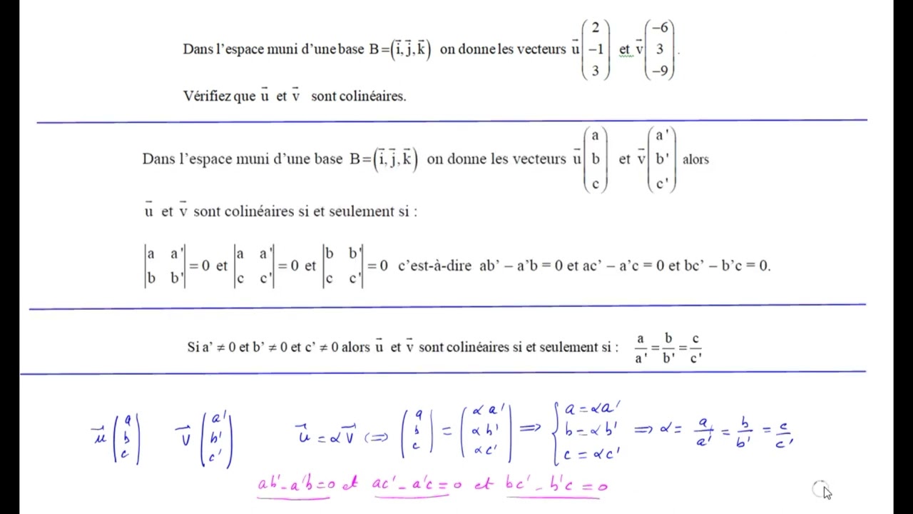 01 Vecteurs de l'espace : Colinéarité/ coplanarité/ Points alignés/ points coplanaires.