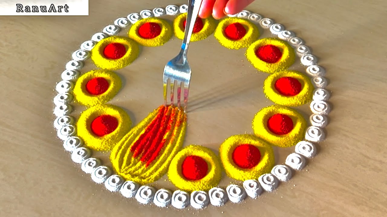Super Easy Rangoli Design for Beginners | Beautiful & Quick Rangoli Tutorial ✨Ranu Art