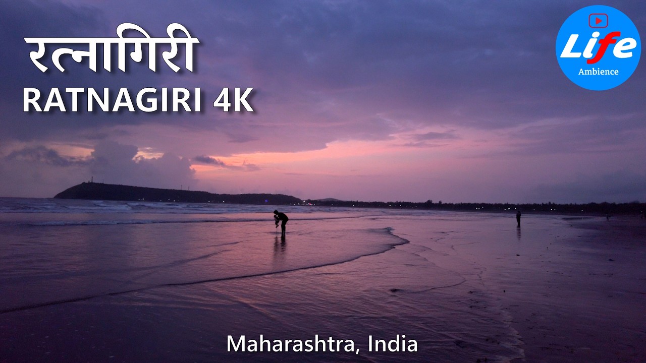Chill Evening, Bhatye Beach, Ratnagiri Ocean Waves at Sunset 4K