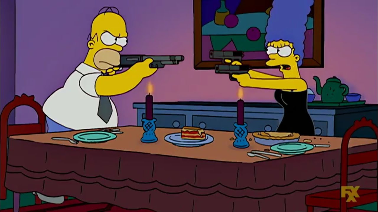 The simpsons homer vs marge fight scene