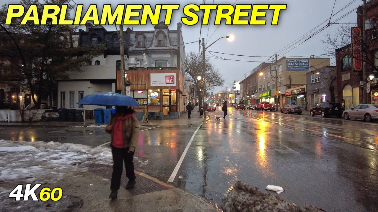 Toronto's Parliament Street in the Rain Downtown Walk (Feb 22, 2022)