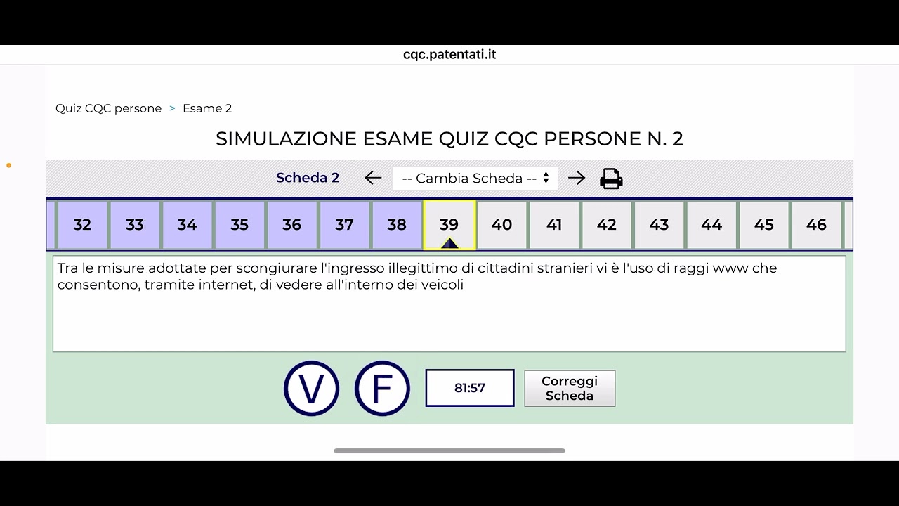 Scheda Numero 2 Cqc Persone Quiz Online 2024