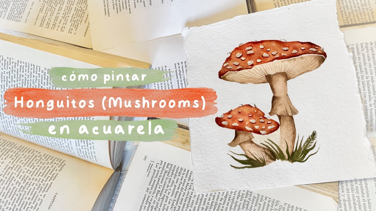 Pinta honguitos (mushrooms) en acuarela🍄 TUTORIAL PASO A PASO