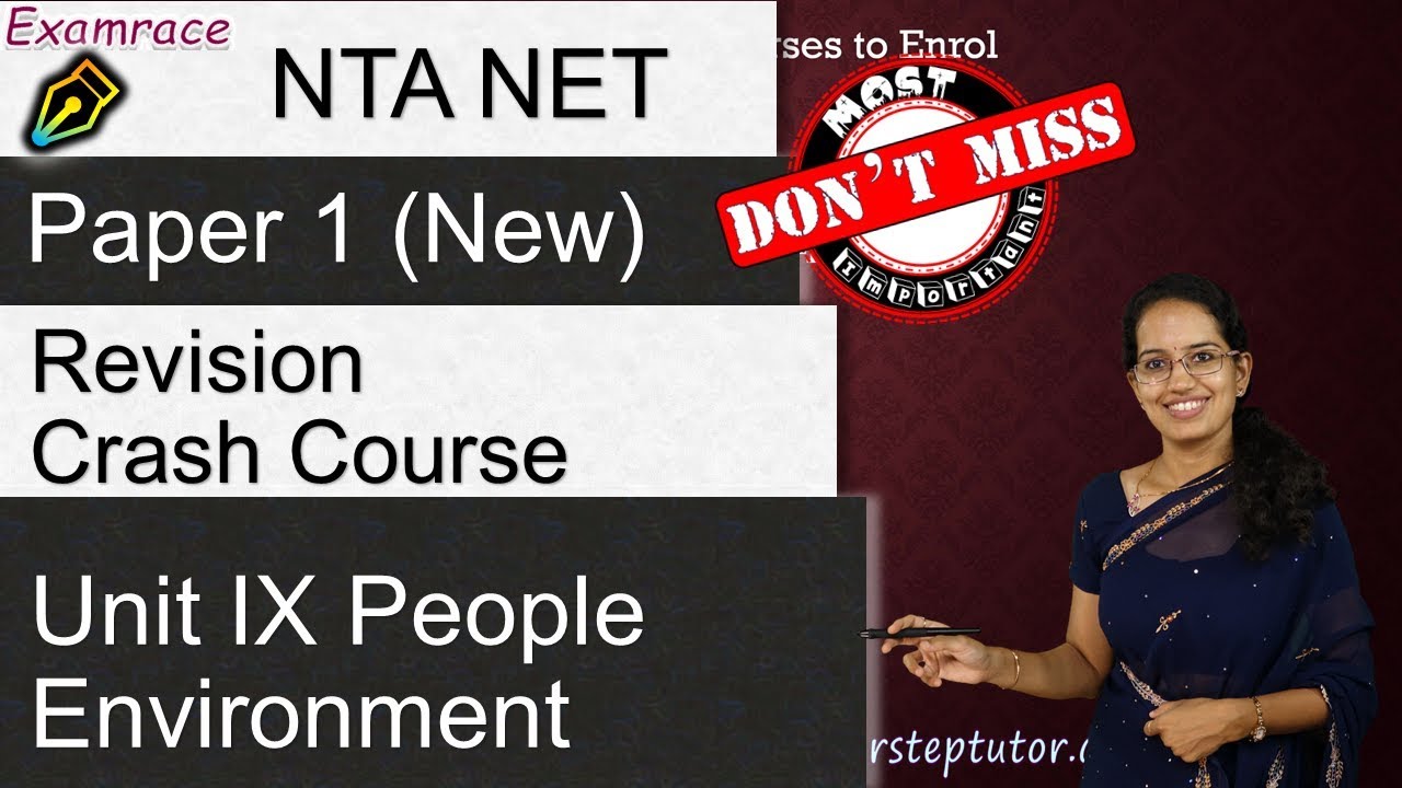 NTA UGC NET JRF Paper I Unit-IX People Environment - Crash Course Revision | English - New Topics