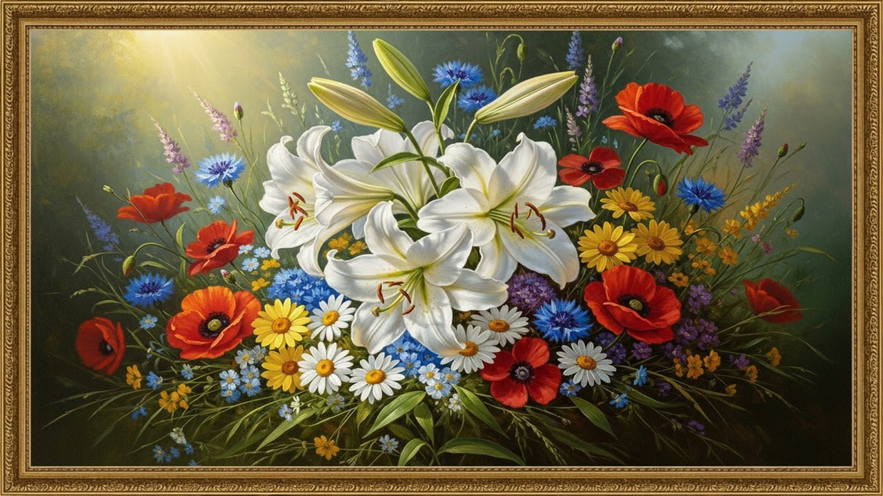 Classic Floral Still Life | Calm Decorative Gallery Screen