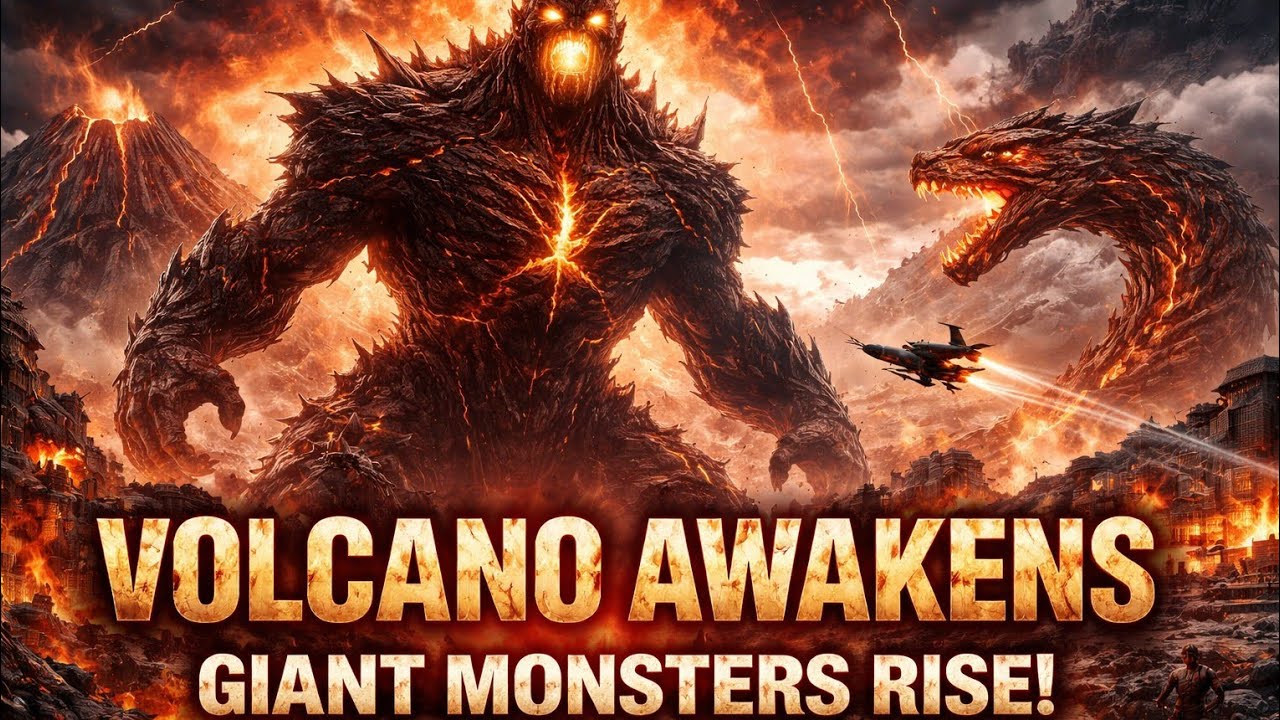 VOLCANO AWAKENS — GIANT MONSTERS RISE AND HUMANITY FALLS
