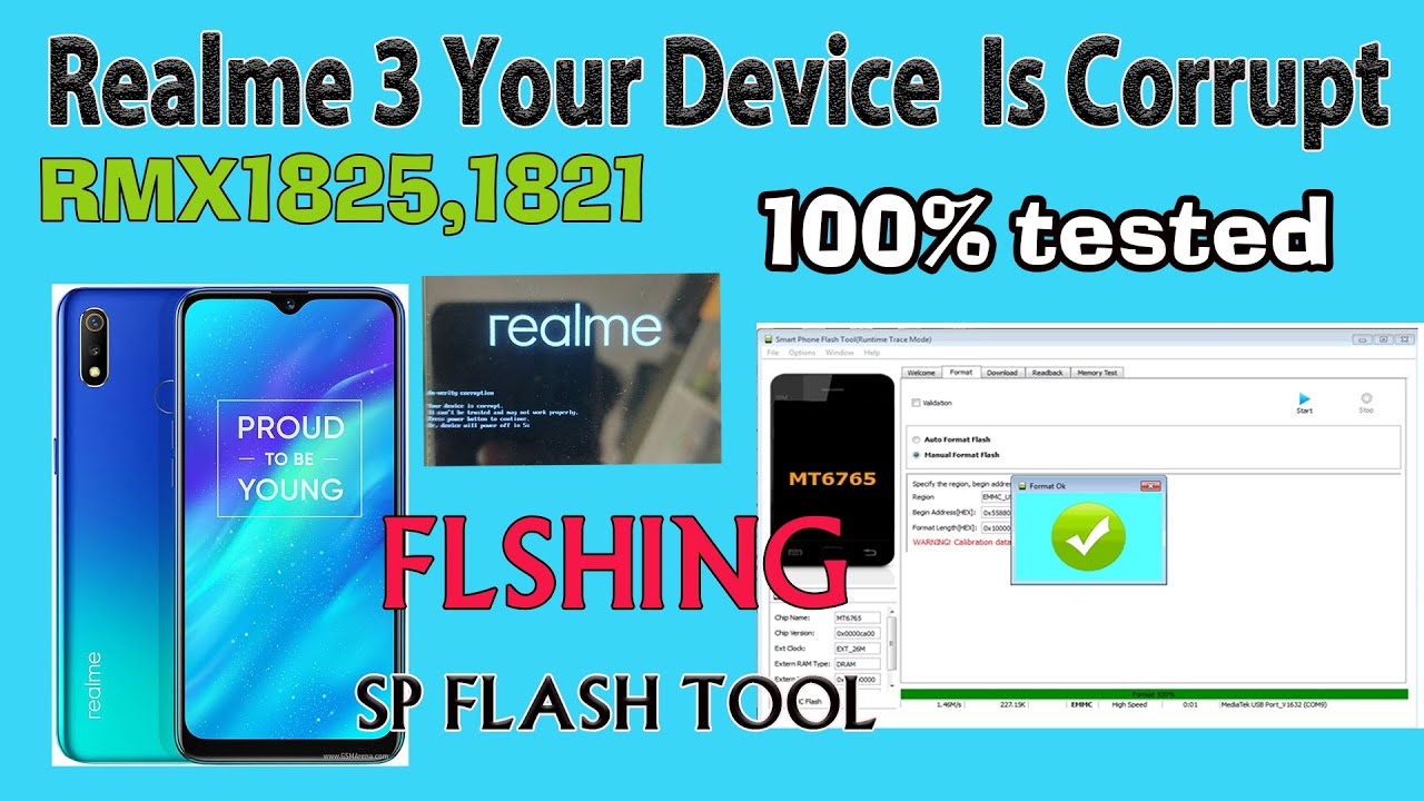 REALME 3 RMX1825,1821 YOUR DEVICE IS CORREUPT | All Realme device is corrupted Error Fixed SP TOOL