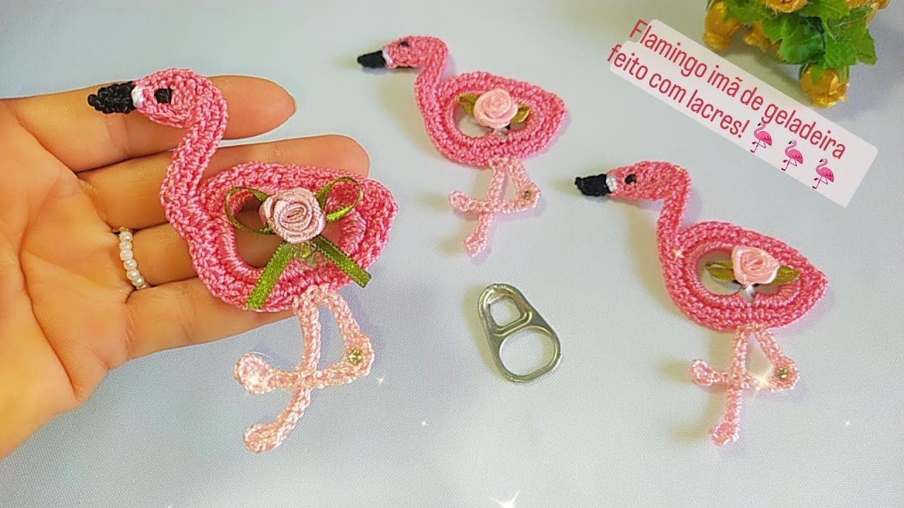 FLAMINGO🦩IMÃ DE GELADEIRA /FEITO COM LACRES!!♻️