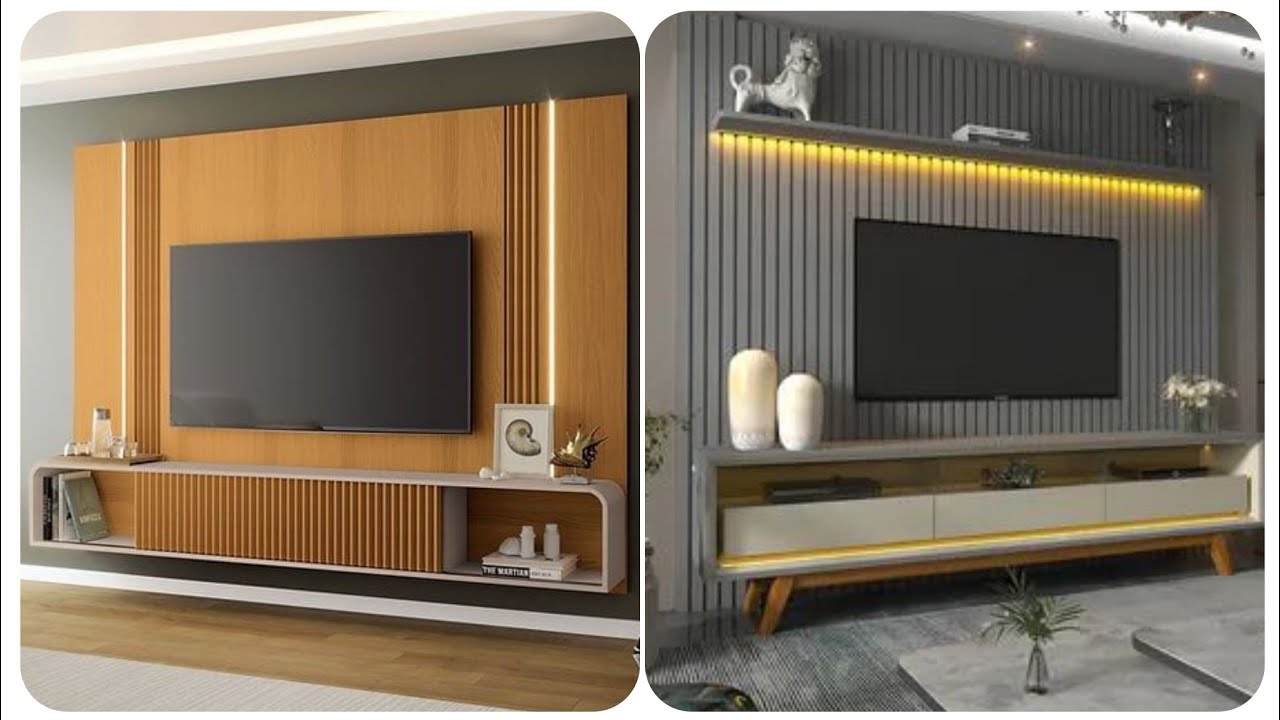 Топ-175 современных идей для настенных тумбочек под телевизор 2026 года | Подвесные тумбы и стиль...