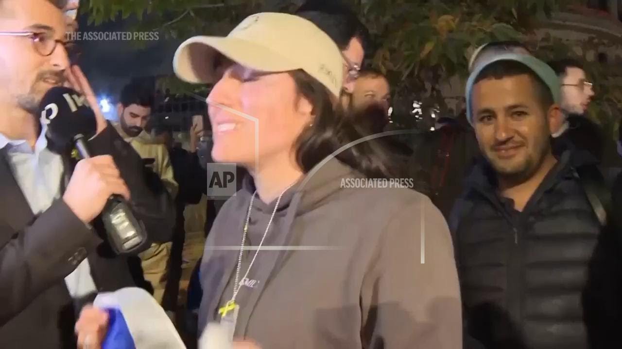 Jubilation outside Sheba Medical Center in Israel as released hostages arrive