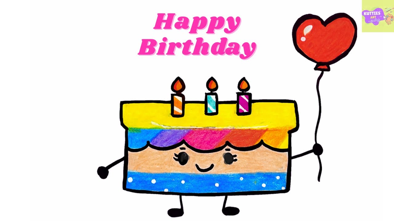 Birthday cake drawing வரையலாம்/ Birthday cake new version video with audio/ how to draw a cake