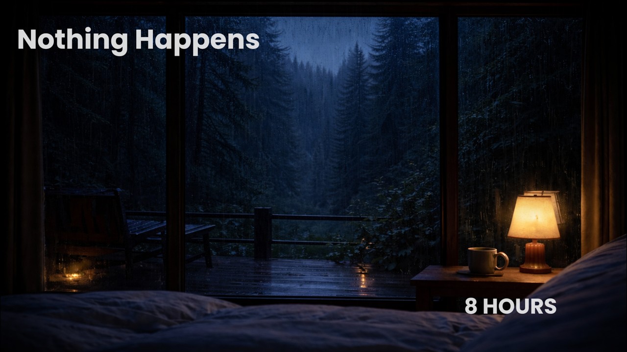 Nothing Happens for 8 Hours – Rain on Cabin Window at Night (Bed POV Sleep Sounds)