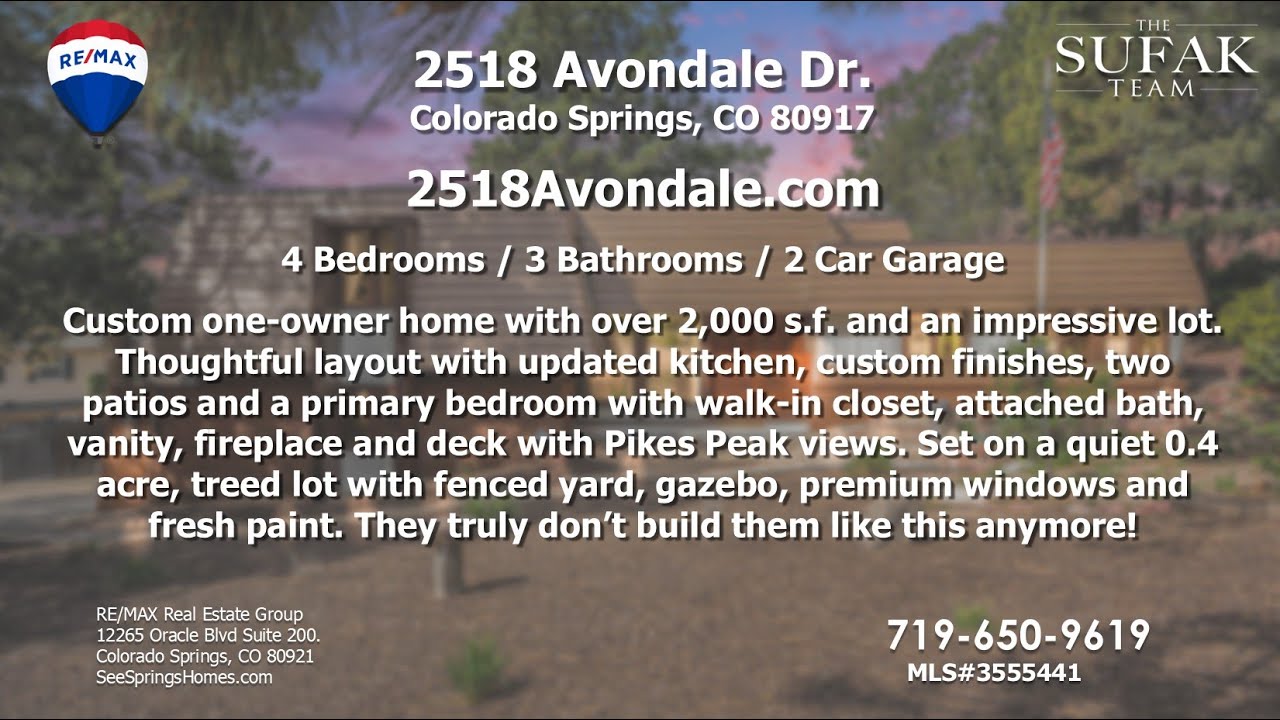 2518 Avondale Dr., Colorado Springs, CO - For Sale $549,000 - The Sufak Team At RE/MAX