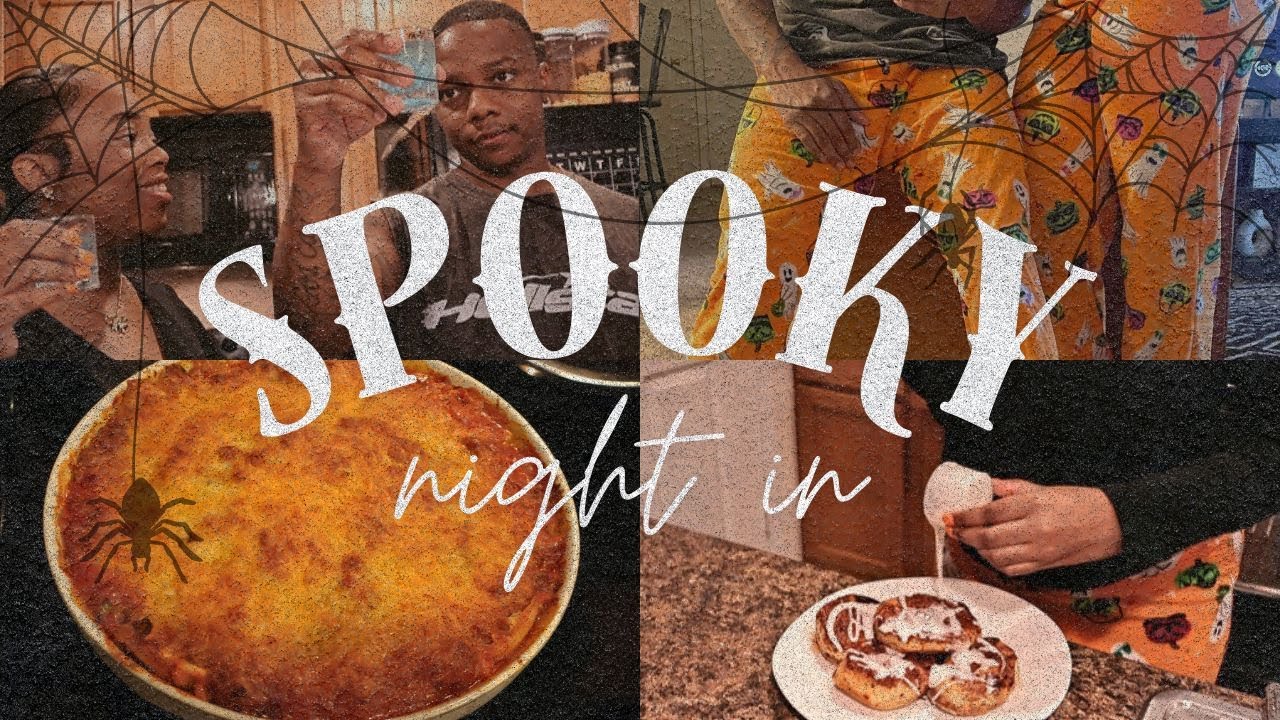 Fall Spooky Date Night | VLOG | Lasagna, Cinnamon Rolls, Matching PJ's | Couple Edition