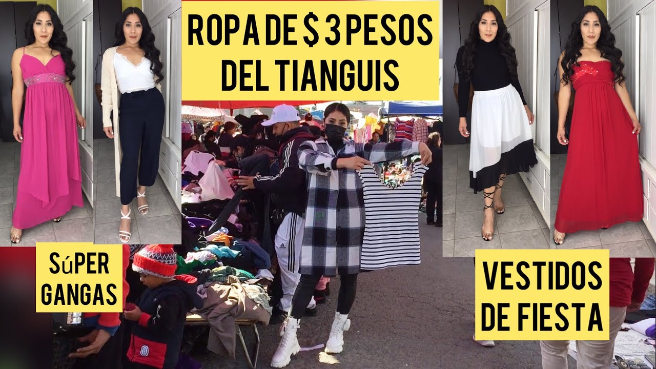 Ropa de $3 pesos del tianguis encontré vestidos de fiesta 😱 súper buenas gangas