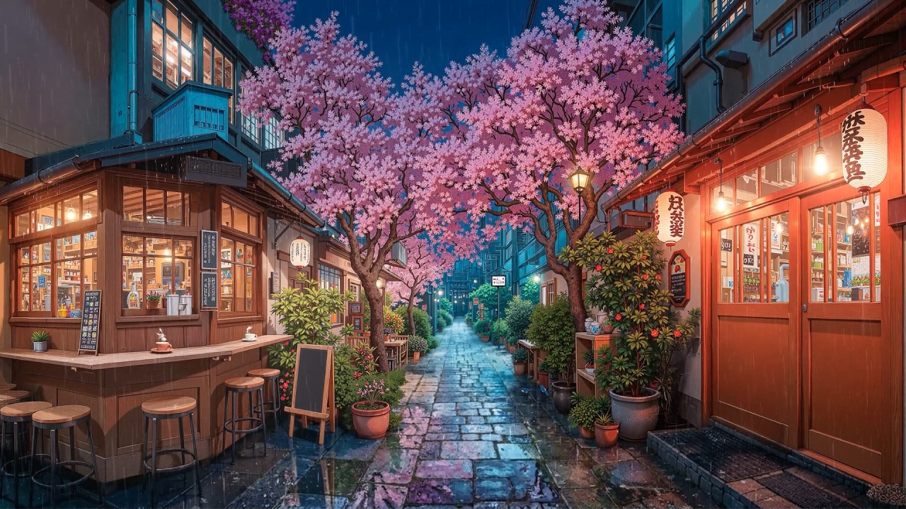 Lofi Rain – Late Hours in a Tokyo Sakura Backstreet | Chillhop Mix for Study & Sleep