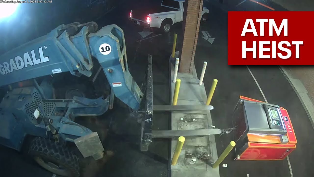 Suspects use forklift to steal ATM machine