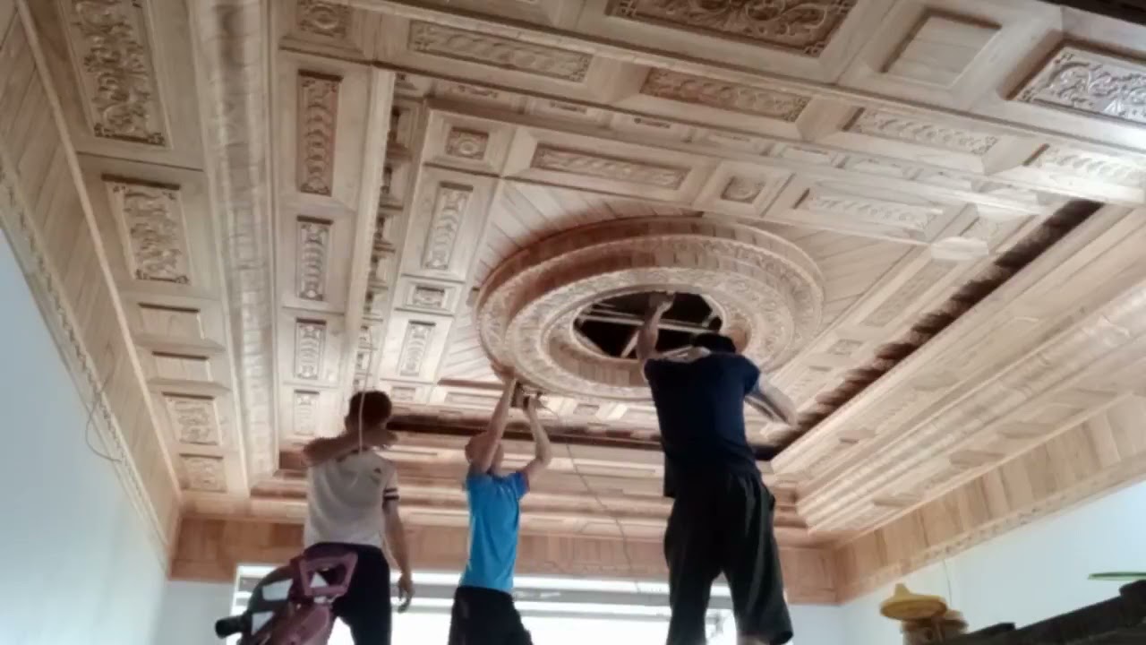 trần gỗ đẹp cách thi công