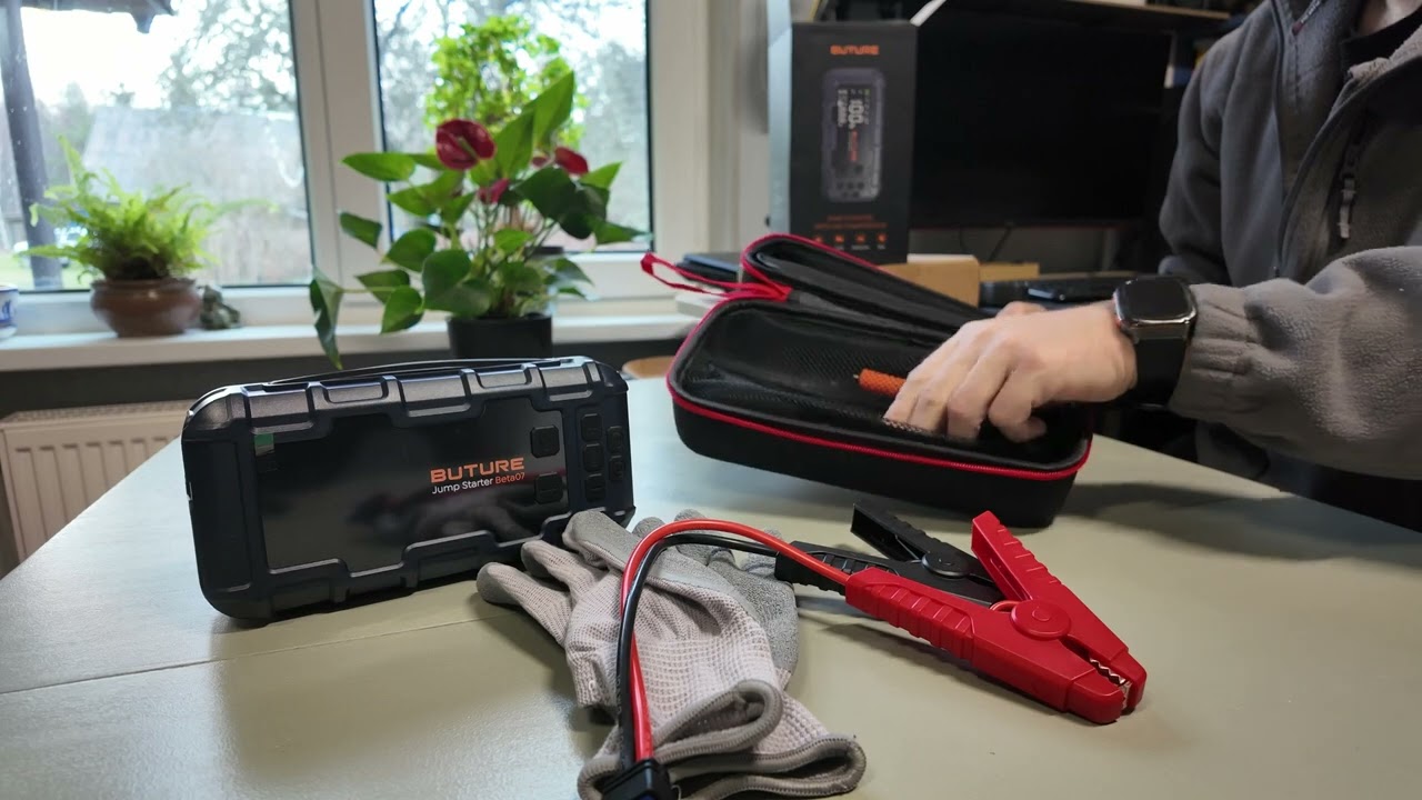 Unpacking BUTURE Jump Starter With Air Compressor  Flashlight  Power Bank Car Truck Motorcycle