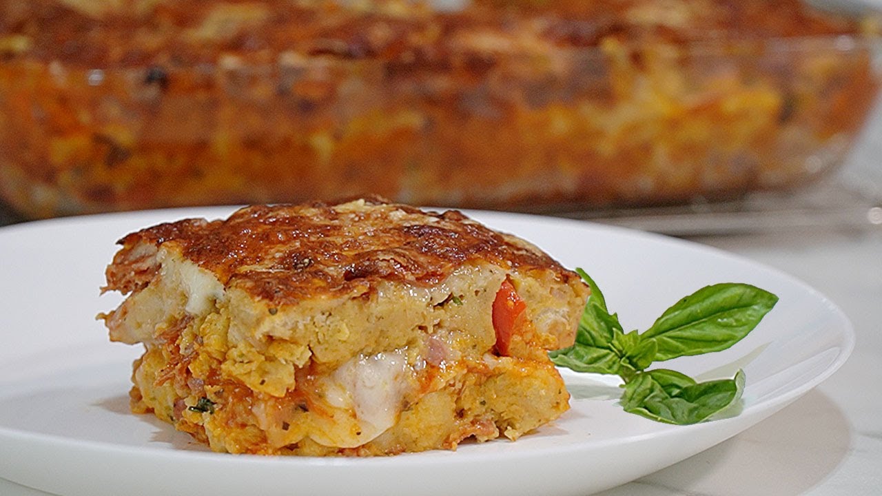 SAVOURY Pepperoni BREAD PUDDING Pizza Style