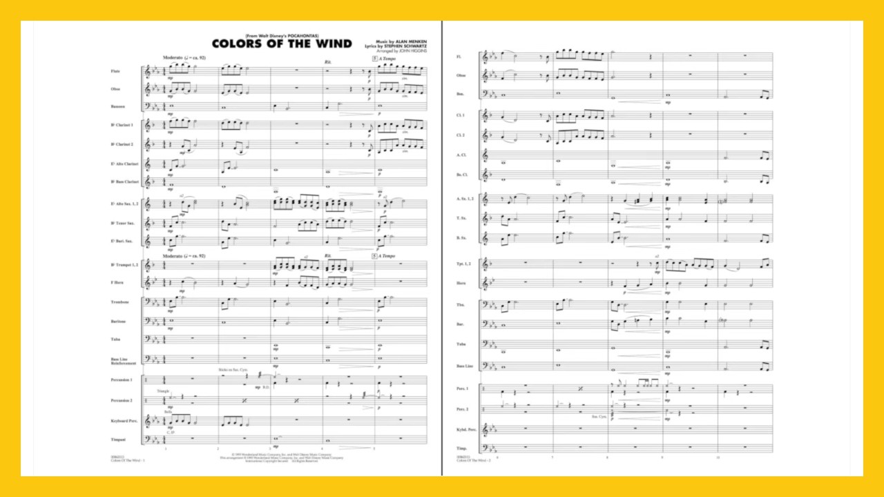 Colors of the Wind arranged by John Higgins