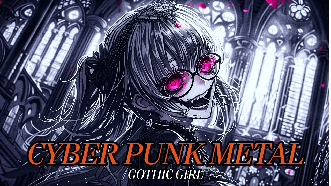 Dark Gothic Girl – Cyberpunk glitch Metal / Red Eyes Behind the Glass