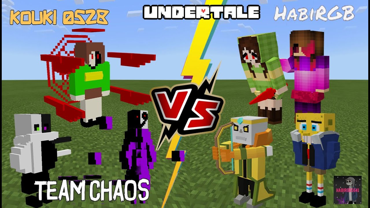 Undertale (KOUKI 0528) VS Undertale (HabiRGB) Minecraft PE (GoD Chara loses to CHAOS Chara?)