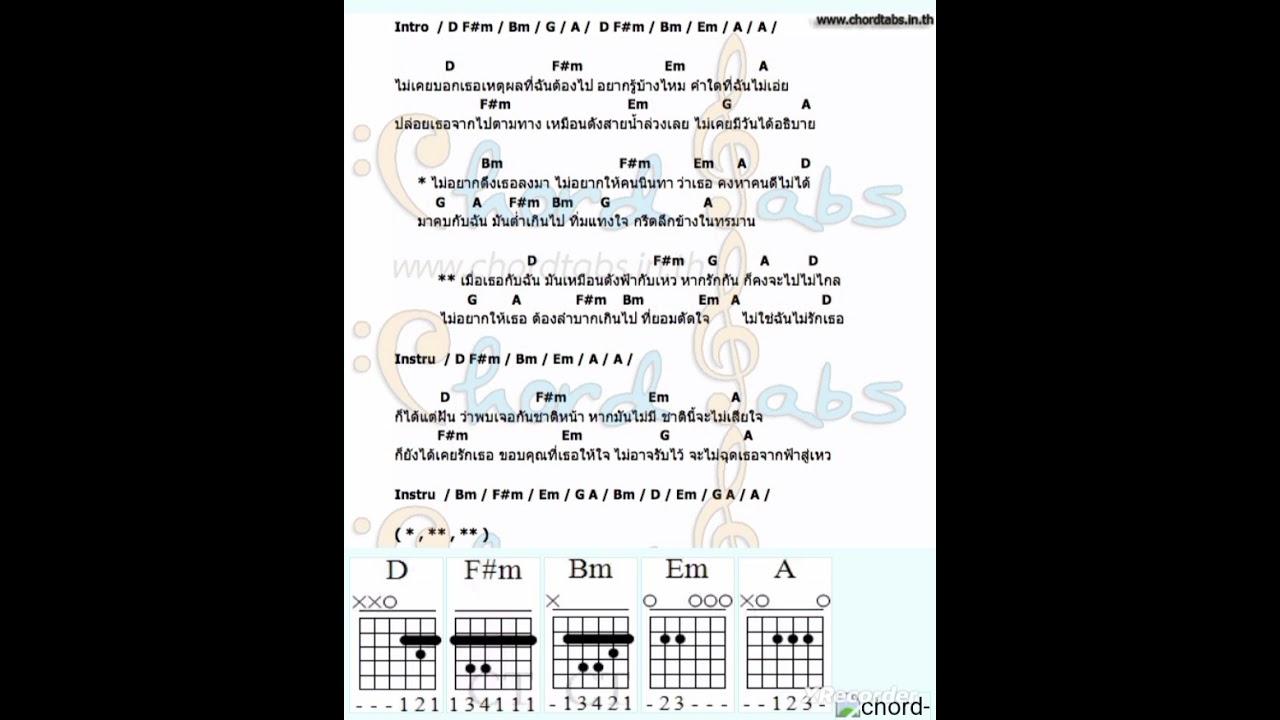 คอร์ดเพลง ฟ้ากับเหว=เสือ ธนพล